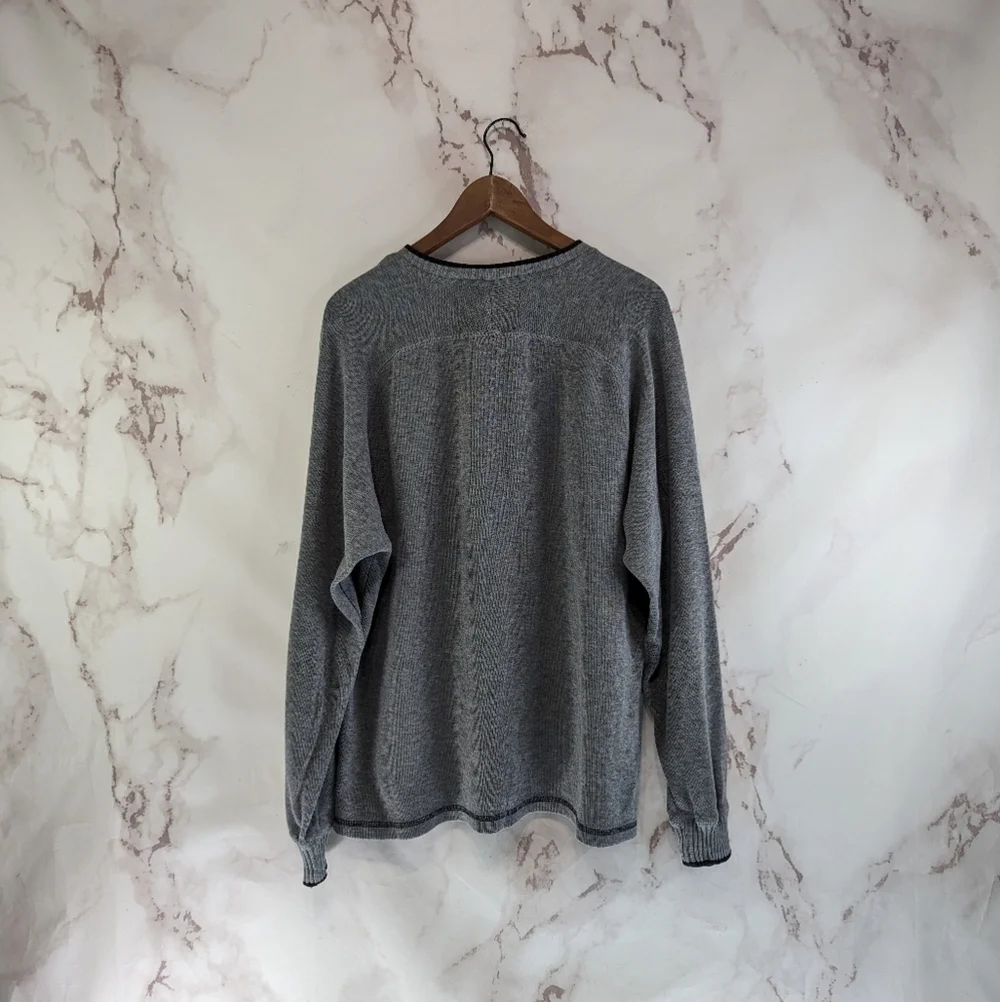 Plugg Sweater Mens Large Gray Vintage 90s Y2K Long Sleeve Pullover Grunge V Neck